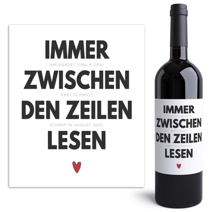 Ihr werdet Oma und Opa Weinetiketten personalisiert zum Schwangerschaft verkünden Großeltern Wein Geschenk Etiketten 2 Stk. | 10x12 cm