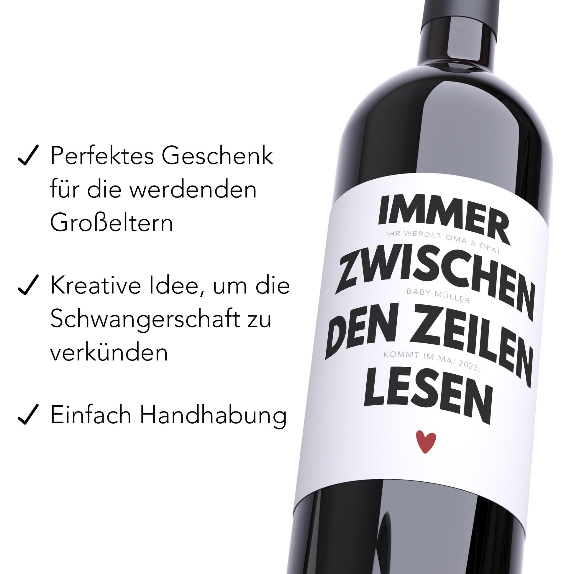 Ihr werdet Oma und Opa Weinetiketten personalisiert zum Schwangerschaft verkünden Großeltern Wein Geschenk Etiketten 2 Stk. | 10x12 cm