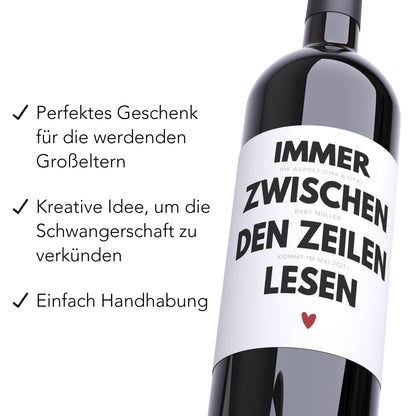 Ihr werdet Oma und Opa Weinetiketten personalisiert zum Schwangerschaft verkünden Großeltern Wein Geschenk Etiketten 2 Stk. | 10x12 cm