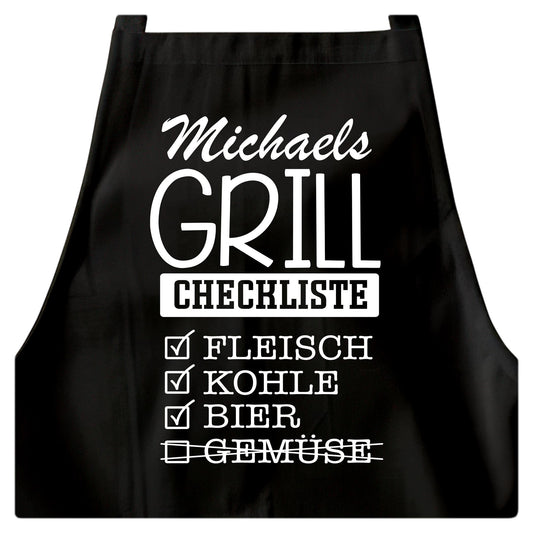 Grillschürze personalisiert Mann Schürze für Männer lustiges Grillzubehör Geschenk Grillgeschenk Kochschürze Schwarz