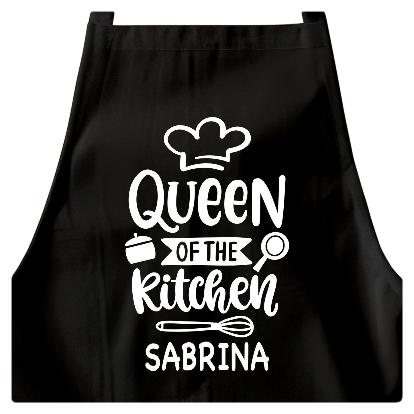 Kochschürze Damen personalisiert Schürze für Frauen lustiges Geschenk "Queen of the kitchen" Küchenschürze Backschürze Schwarz