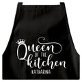 Schürze Damen personalisiert Kochschürze für Frauen lustiges Geschenk "Queen of the kitchen" Küchenschürze Backschürze Schwarz