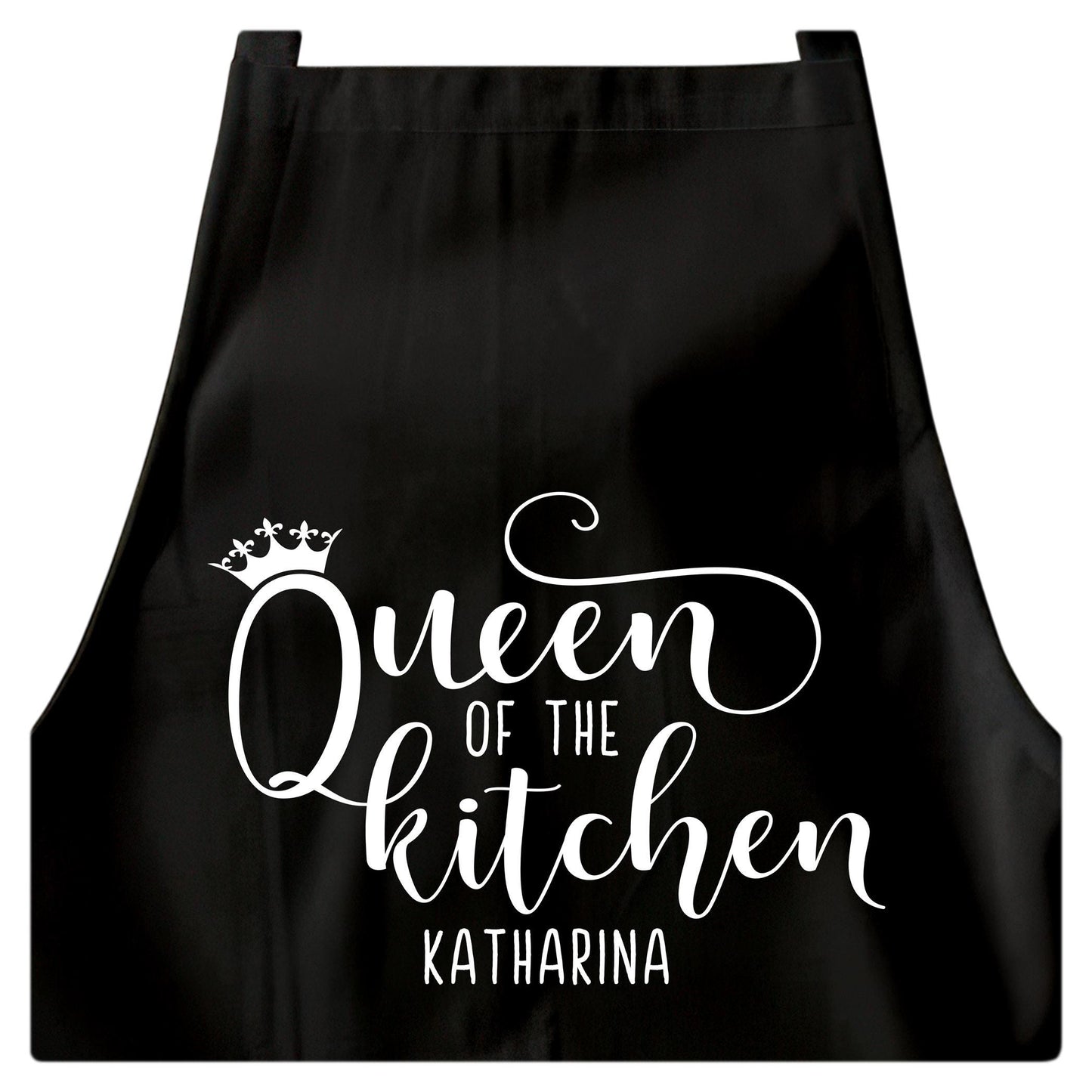 Schürze Damen personalisiert Kochschürze für Frauen lustiges Geschenk "Queen of the kitchen" Küchenschürze Backschürze Schwarz