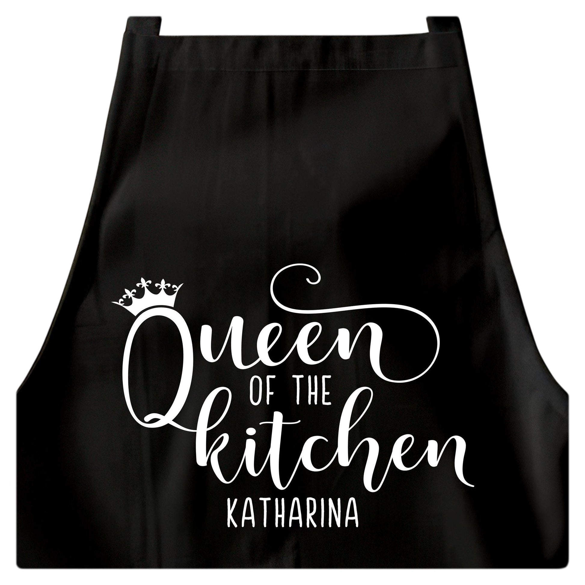 Schürze Damen personalisiert Kochschürze für Frauen lustiges Geschenk "Queen of the kitchen" Küchenschürze Backschürze Schwarz