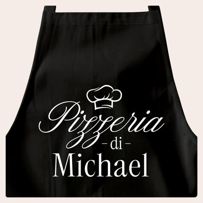 Pizza Schürze personalisierte Pizzabäcker Kochschürze Herren Frauen lustiges Geschenk Pizzeria Küchenschürze Schwarz