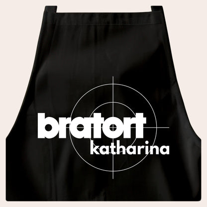 Bratort Kochschürze personalisierte Schürze Grillschürze für Männer Frauen lustiges Geschenk Grillzubehör Küchenschürze Schwarz