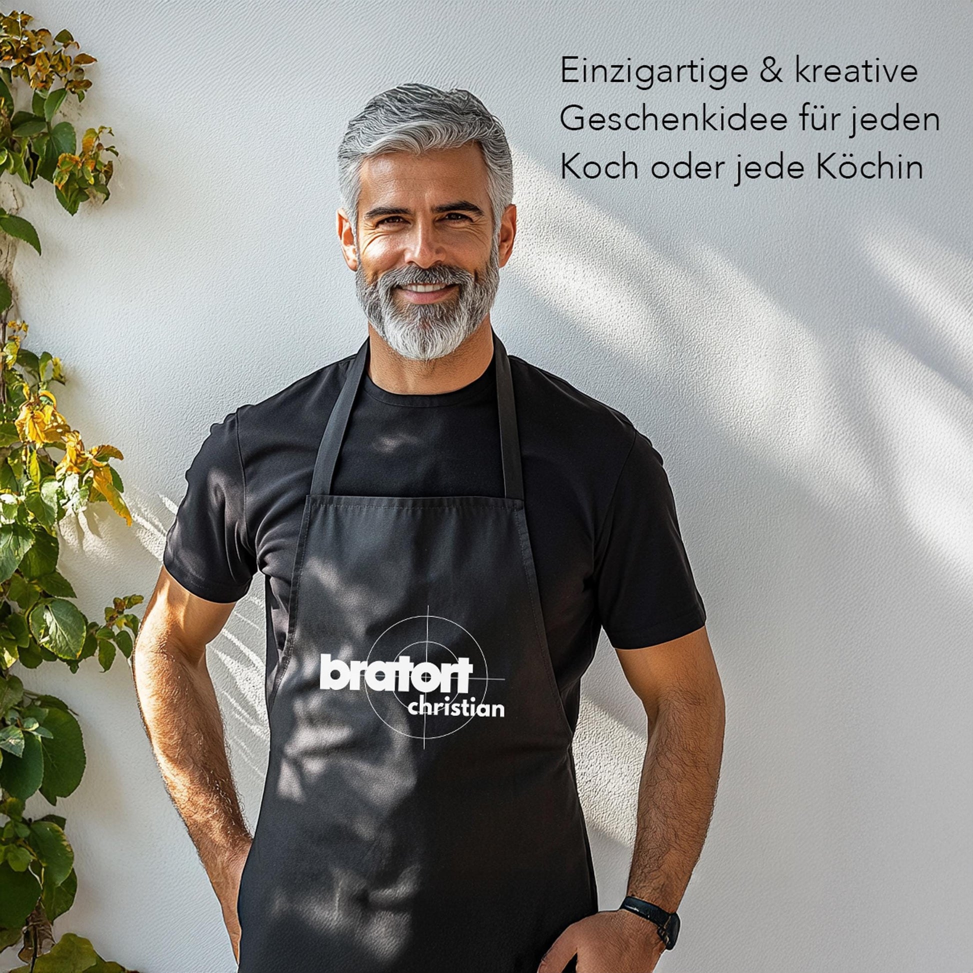 Bratort Kochschürze personalisierte Schürze Grillschürze für Männer Frauen lustiges Geschenk Grillzubehör Küchenschürze Schwarz