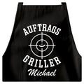 Auftragsgriller Grillschürze Mann personalisiert Kochschürze Herren lustiges Grillzubehör Geschenk Grillgeschenk Männer Schürze Schwarz