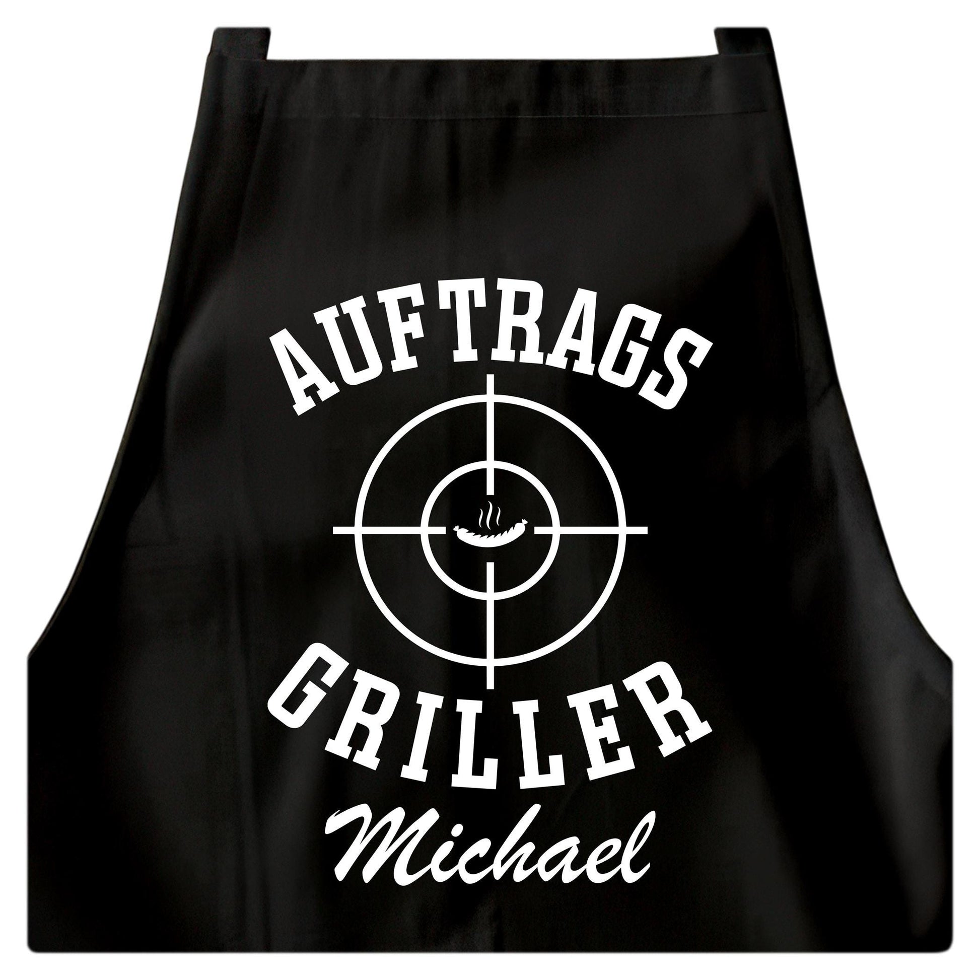 Auftragsgriller Grillschürze Mann personalisiert Kochschürze Herren lustiges Grillzubehör Geschenk Grillgeschenk Männer Schürze Schwarz