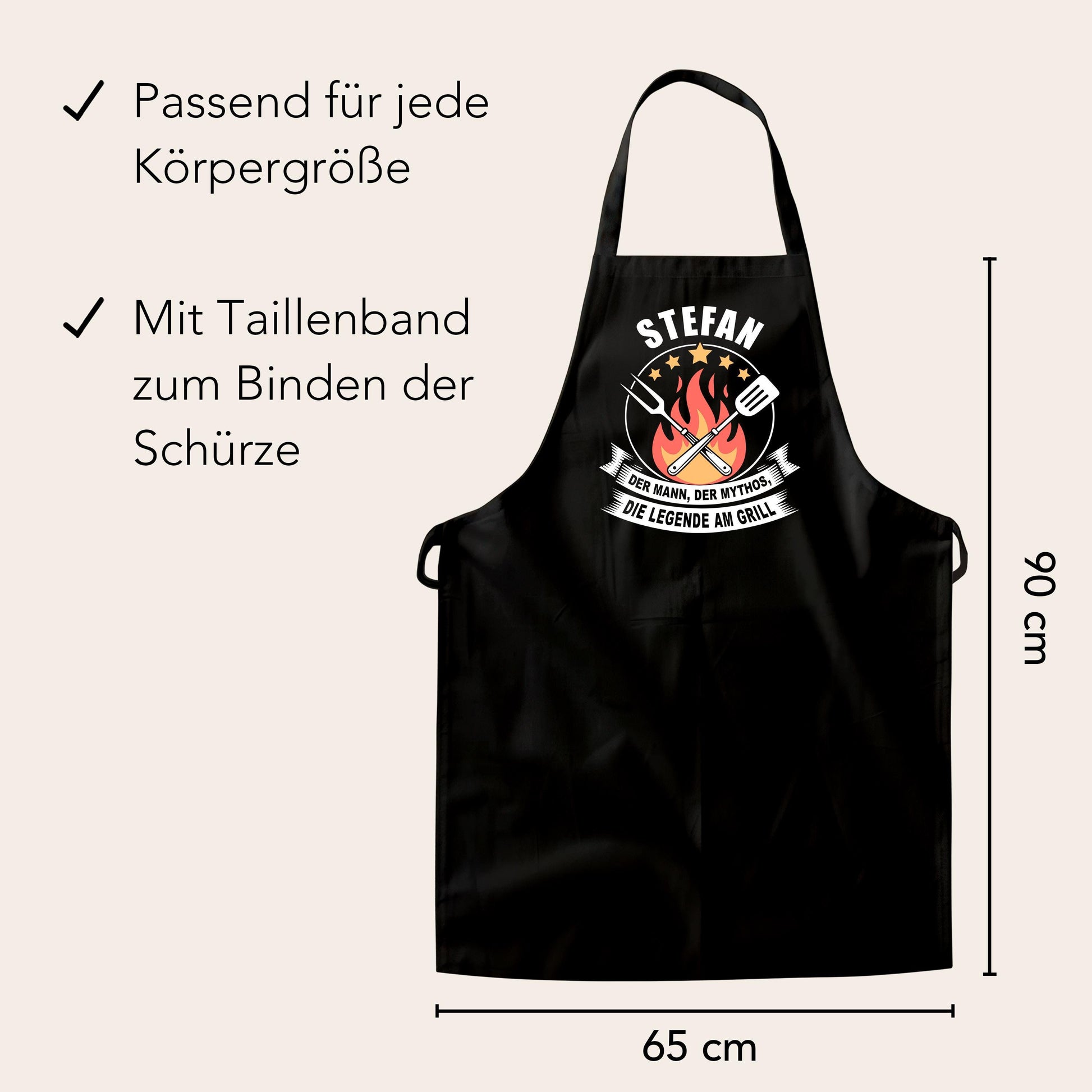 Grillschürze personalisiert für Männer Kochschürze Herren lustiges Grillzubehör Geschenk Grillgeschenk Mann Grillmeister Schürze Schwarz