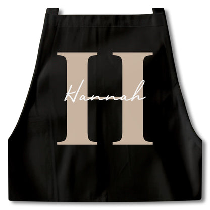 Kochschürze Damen Schürze personalisiert Geschenk für Mama Oma Frauen Küchenschürze Buchstabe Überwurfschürze Backschürze Schwarz