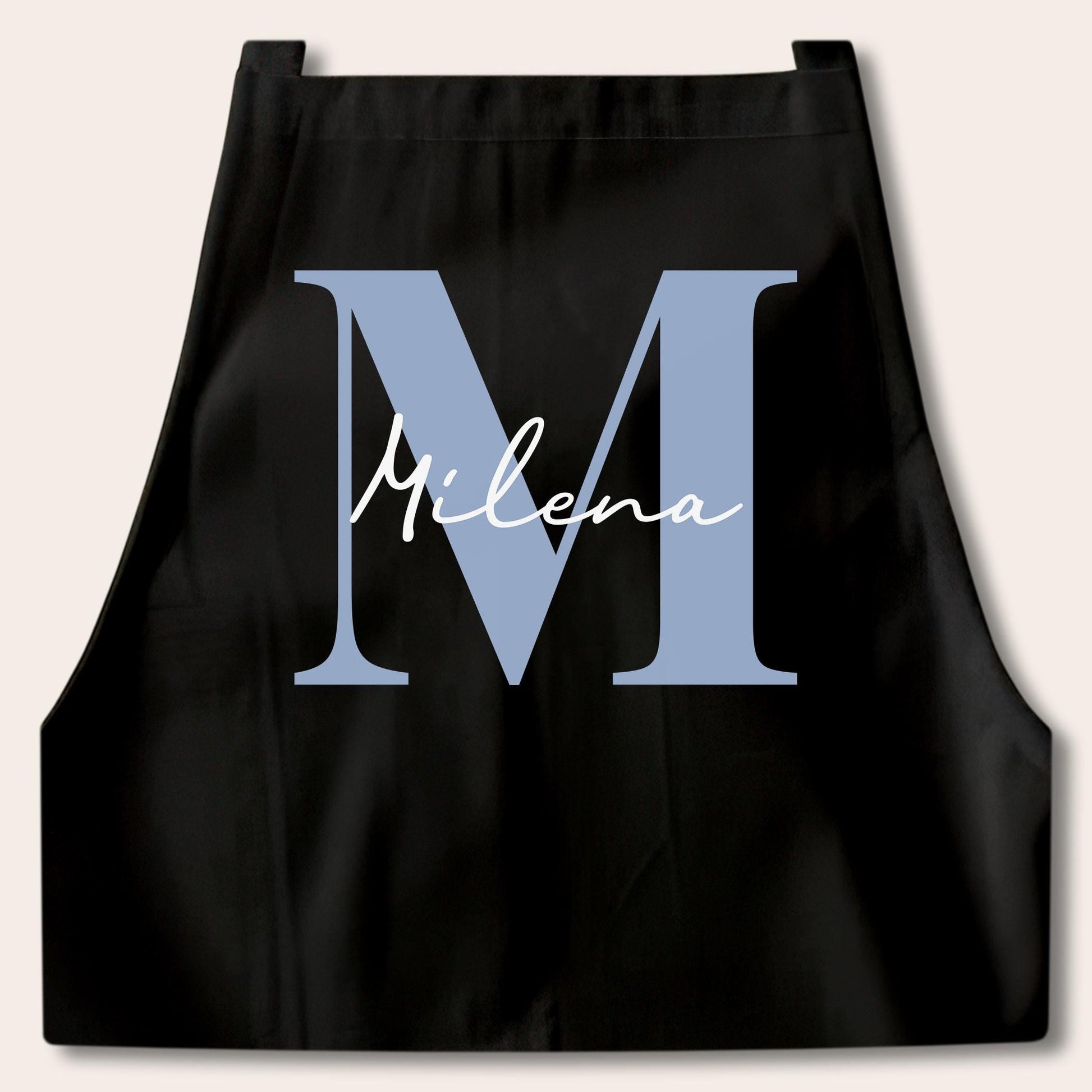 Kochschürze Damen Schürze personalisiert Geschenk für Mama Oma Frauen Küchenschürze Buchstabe Überwurfschürze Backschürze Schwarz