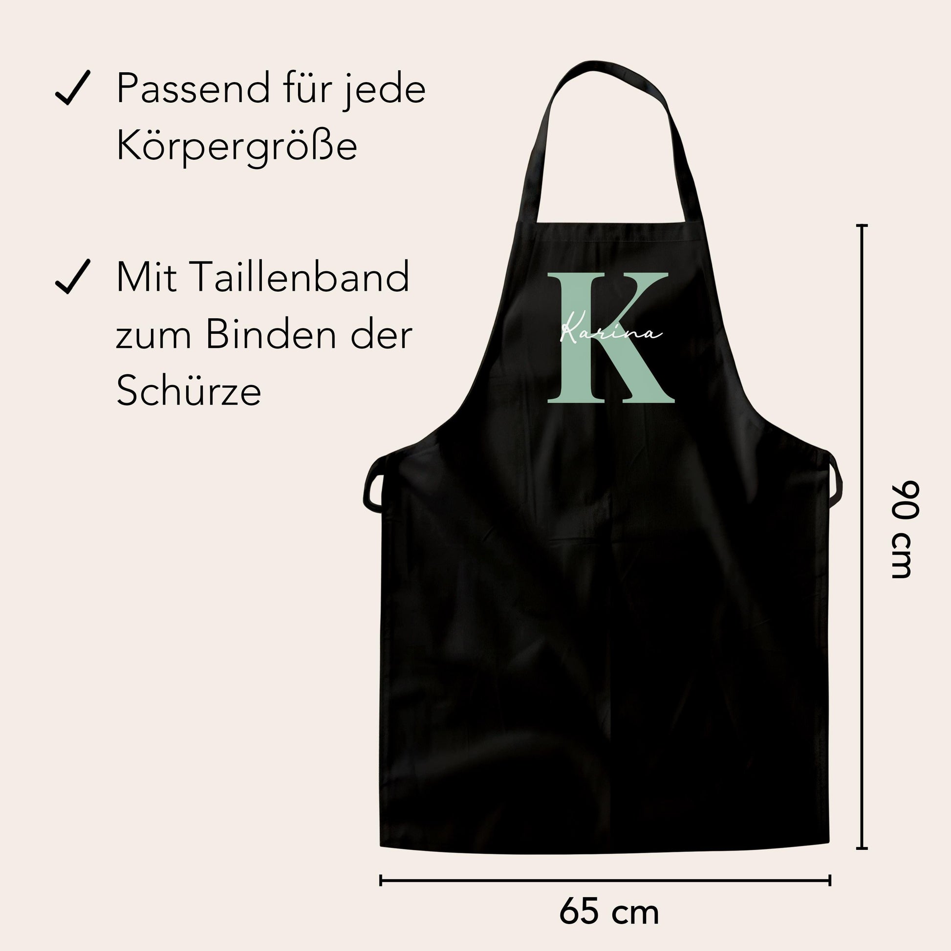 Kochschürze Damen Schürze personalisiert Geschenk für Mama Oma Frauen Küchenschürze Buchstabe Überwurfschürze Backschürze Schwarz
