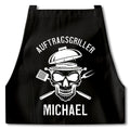 Auftragsgriller Grillschürze Mann personalisiert Kochschürze Herren lustiges Grillzubehör Geschenk Grillgeschenk Männer Schürze Schwarz