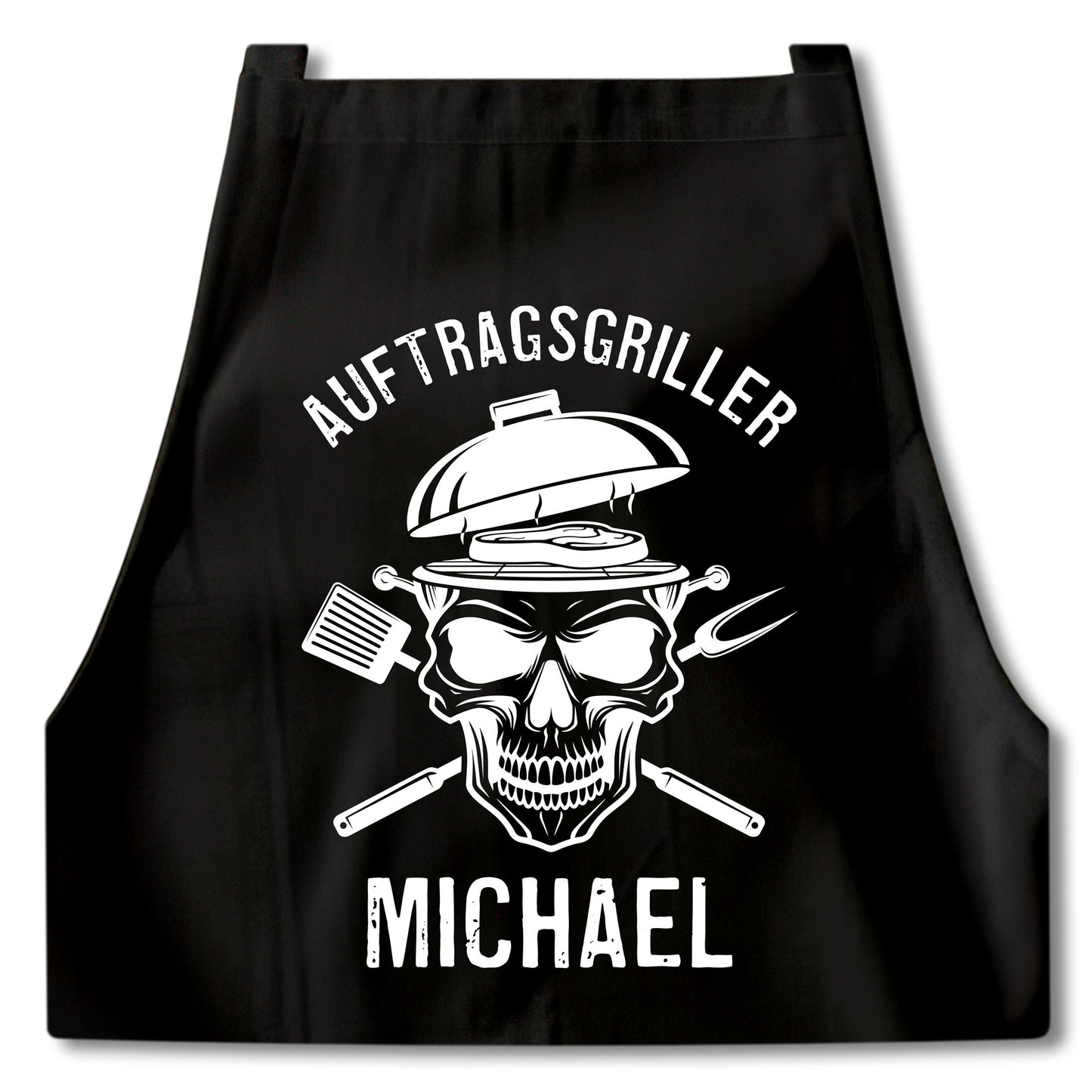 Auftragsgriller Grillschürze Mann personalisiert Kochschürze Herren lustiges Grillzubehör Geschenk Grillgeschenk Männer Schürze Schwarz