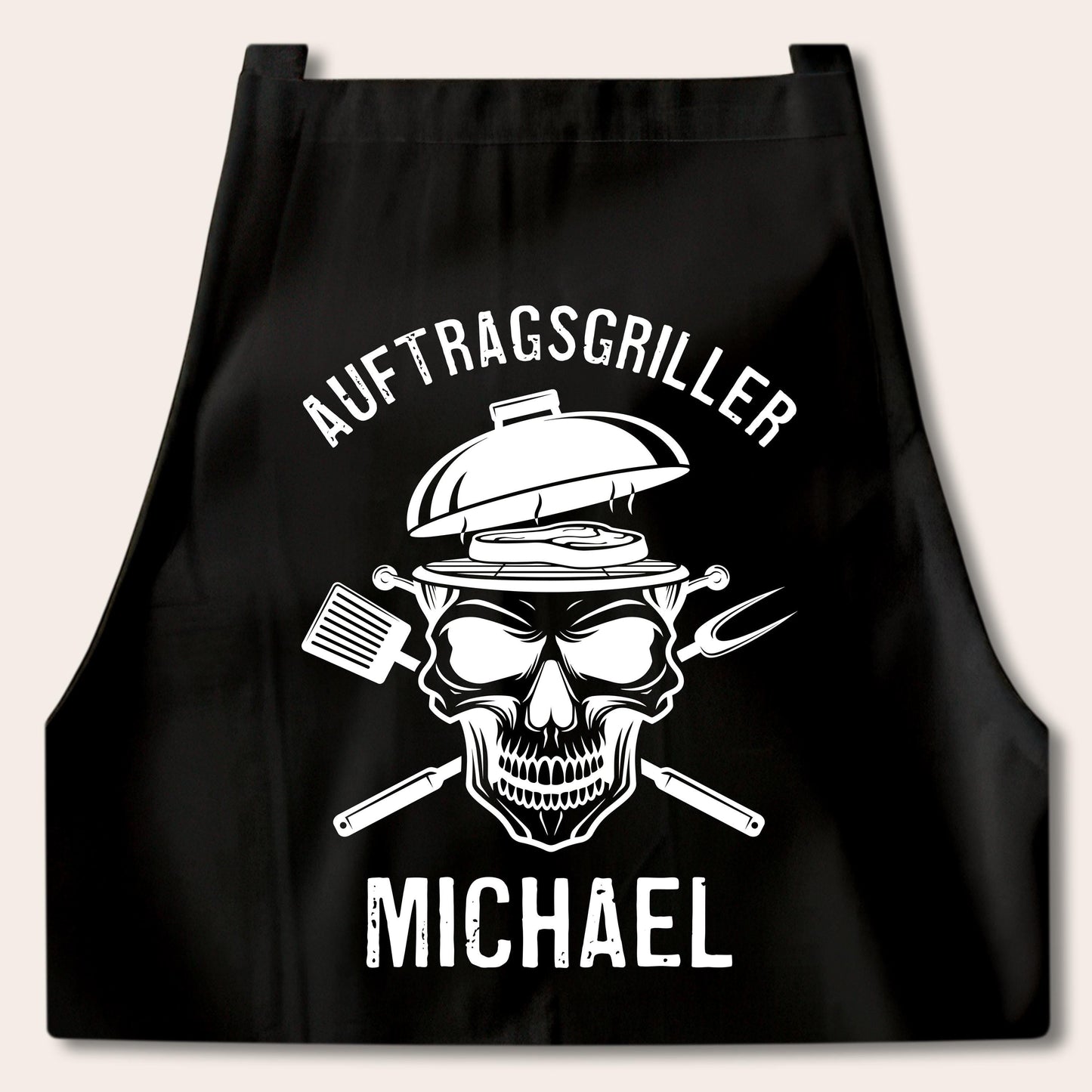 Auftragsgriller Grillschürze Mann personalisiert Kochschürze Herren lustiges Grillzubehör Geschenk Grillgeschenk Männer Schürze Schwarz