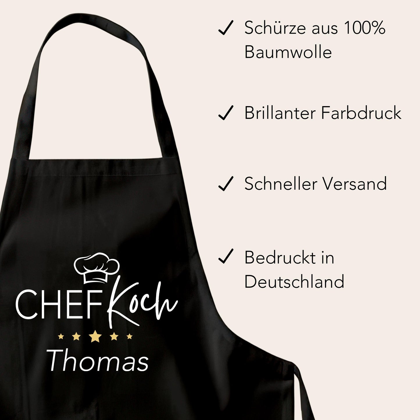 Kochschürze Mann Schürze Chefkoch personalisiert Küchenschürze Männer Geschenk Koch Grillschürze Schwarz