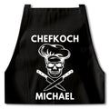 Chefkoch Kochschürze Mann Schürze personalisiert Küchenschürze Männer Geschenk Koch Grillschürze Schwarz