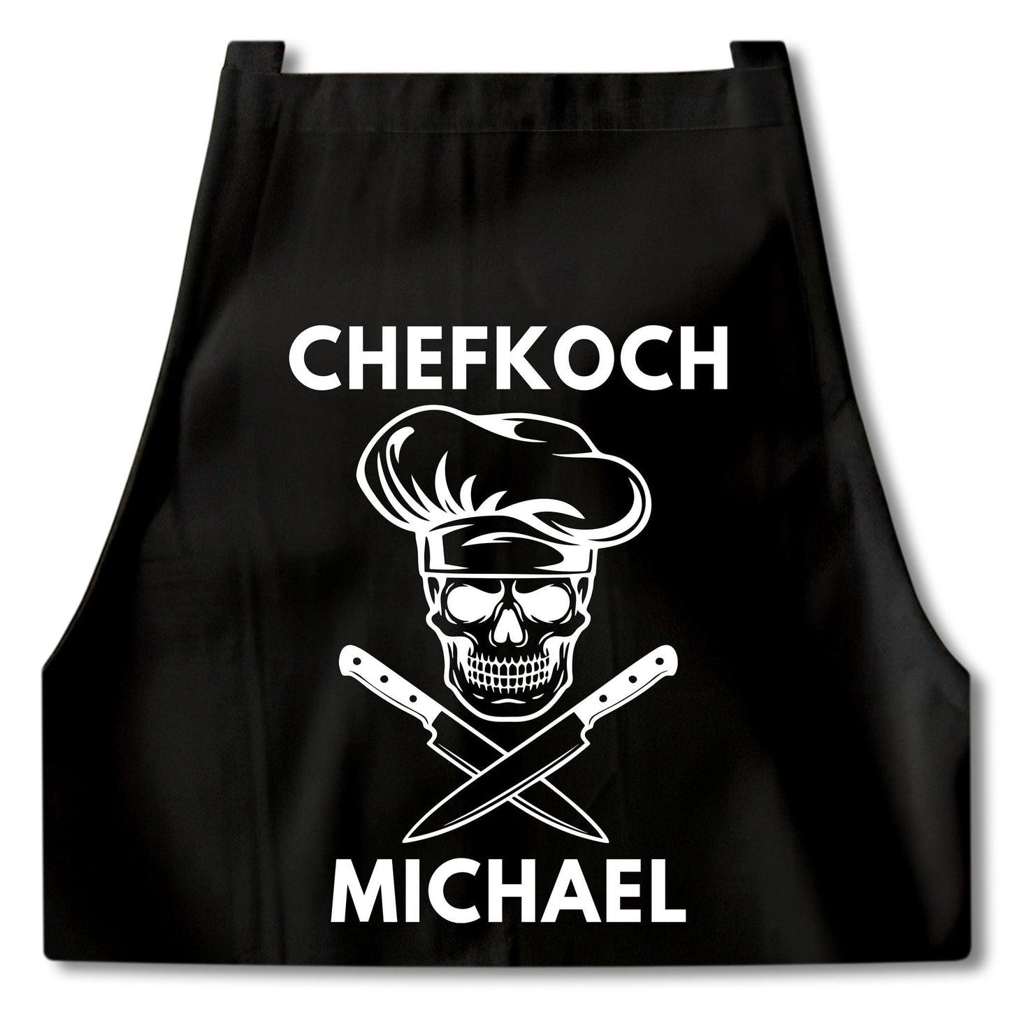 Chefkoch Kochschürze Mann Schürze personalisiert Küchenschürze Männer Geschenk Koch Grillschürze Schwarz