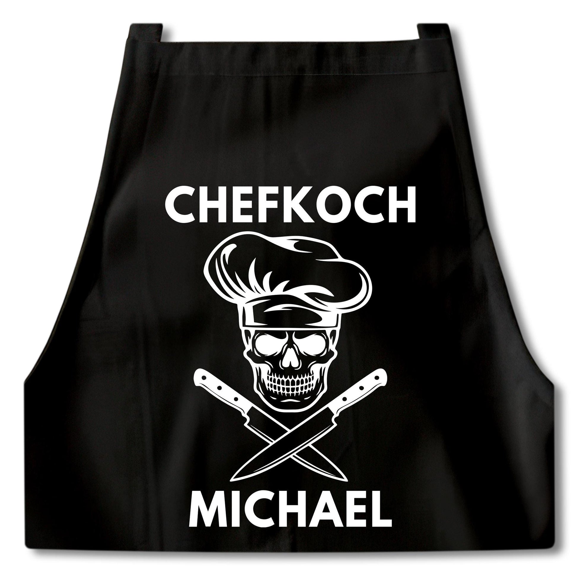 Chefkoch Kochschürze Mann Schürze personalisiert Küchenschürze Männer Geschenk Koch Grillschürze Schwarz