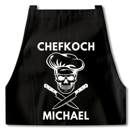 Chefkoch Kochschürze Mann Schürze personalisiert Küchenschürze Männer Geschenk Koch Grillschürze Schwarz