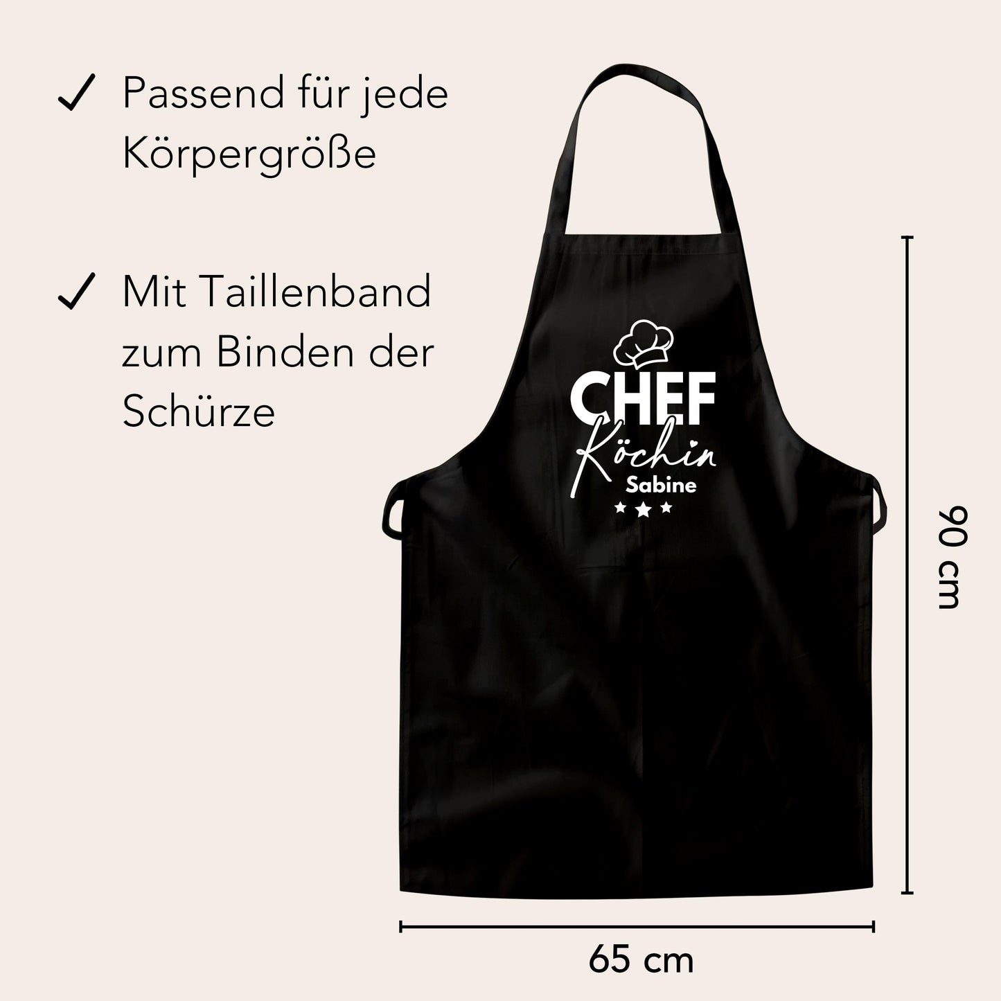 Schürze Damen personalisiert Kochschürze für Frauen lustiges Geschenk Chefköchin Köchin Küchenschürze Backschürze Schwarz