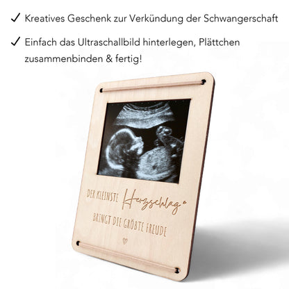 Schwangerschaft verkünden personalisierter Ultraschallbild Bilderrahmen Ultraschall Holzrahmen Geschenk Schwangerschaftsverkündung 12x17 cm