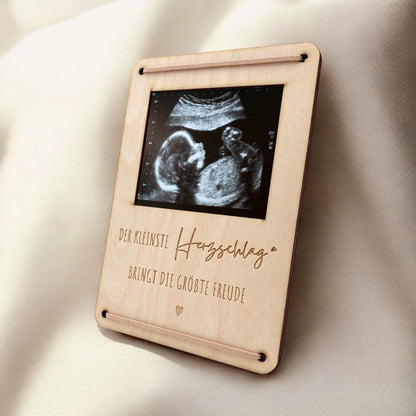 Schwangerschaft verkünden personalisierter Ultraschallbild Bilderrahmen Ultraschall Holzrahmen Geschenk Schwangerschaftsverkündung 12x17 cm