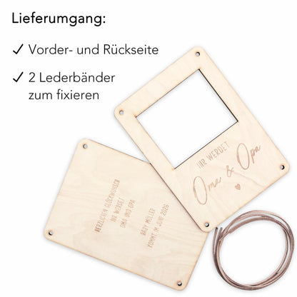 Ihr werdet Oma und Opa personalisierter Ultraschallbild Bilderrahmen Ultraschall Holzrahmen Geschenk Schwangerschaft verkünden 12x17 cm
