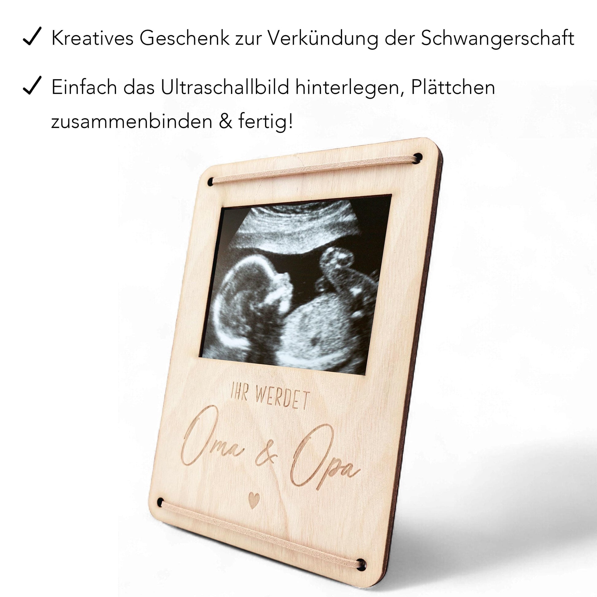 Ihr werdet Oma und Opa personalisierter Ultraschallbild Bilderrahmen Ultraschall Holzrahmen Geschenk Schwangerschaft verkünden 12x17 cm