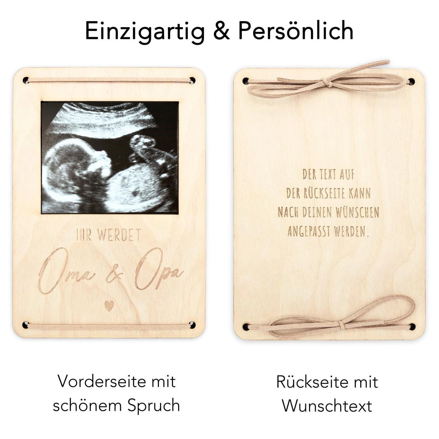 Ihr werdet Oma und Opa personalisierter Ultraschallbild Bilderrahmen Ultraschall Holzrahmen Geschenk Schwangerschaft verkünden 12x17 cm