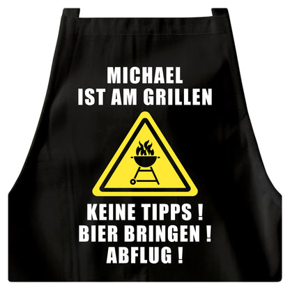 Grillschürze Mann personalisiert für Männer Kochschürze Herren lustiges Grillzubehör Geschenk Grillgeschenk Grillmeister Schürze Schwarz