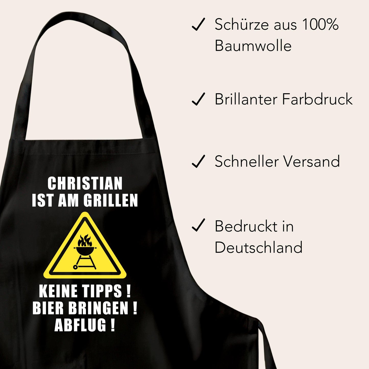 Grillschürze Mann personalisiert für Männer Kochschürze Herren lustiges Grillzubehör Geschenk Grillgeschenk Grillmeister Schürze Schwarz
