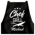 Personalisierte Grillschürze Mann Kochschürze Herren lustiges Grillzubehör Geschenk Grillgeschenk für Männer Grillmeister Schürze Schwarz