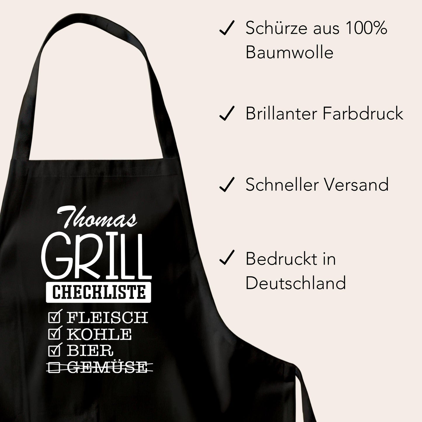 Grillschürze personalisiert Mann Schürze für Männer lustiges Grillzubehör Geschenk Grillgeschenk Kochschürze Schwarz