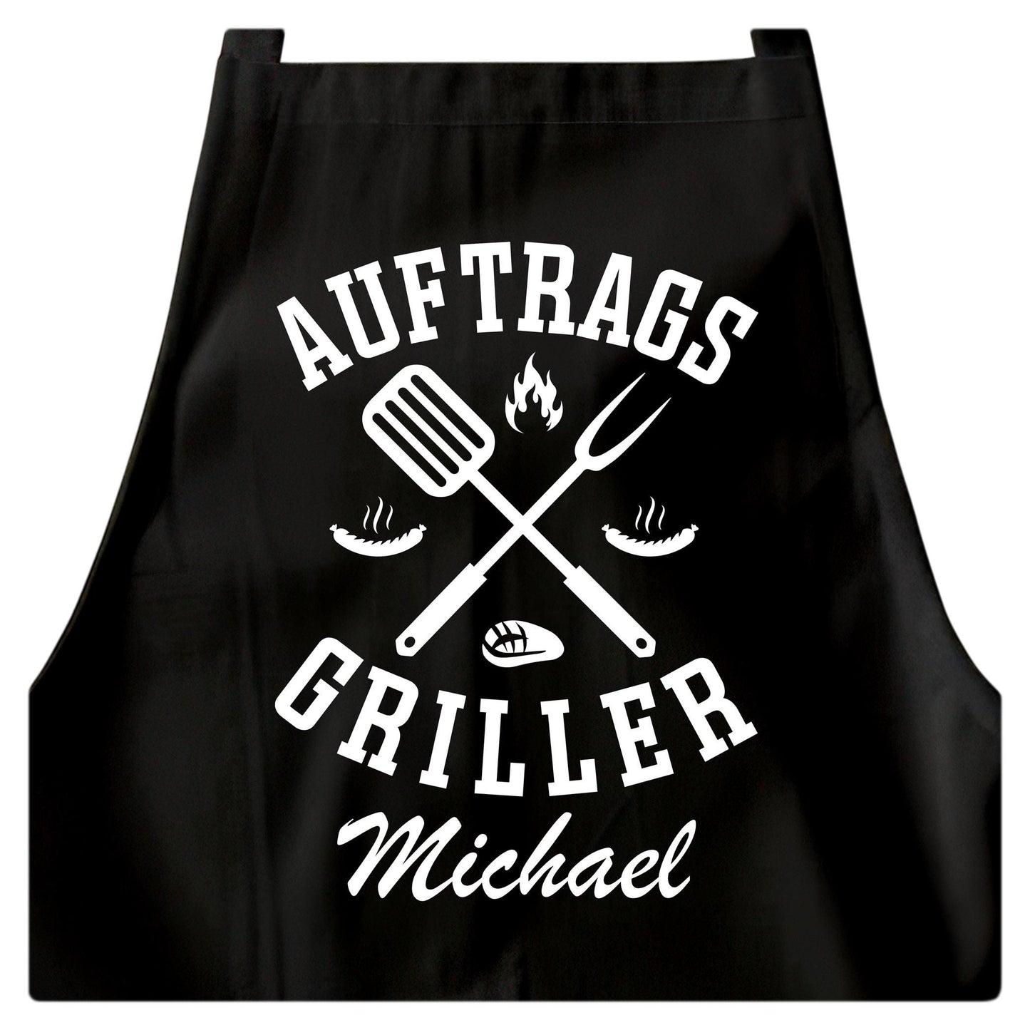 Grillschürze Mann personalisiert Auftragsgriller Kochschürze Herren lustiges Grillzubehör Geschenk Grillgeschenk Männer Schürze Schwarz