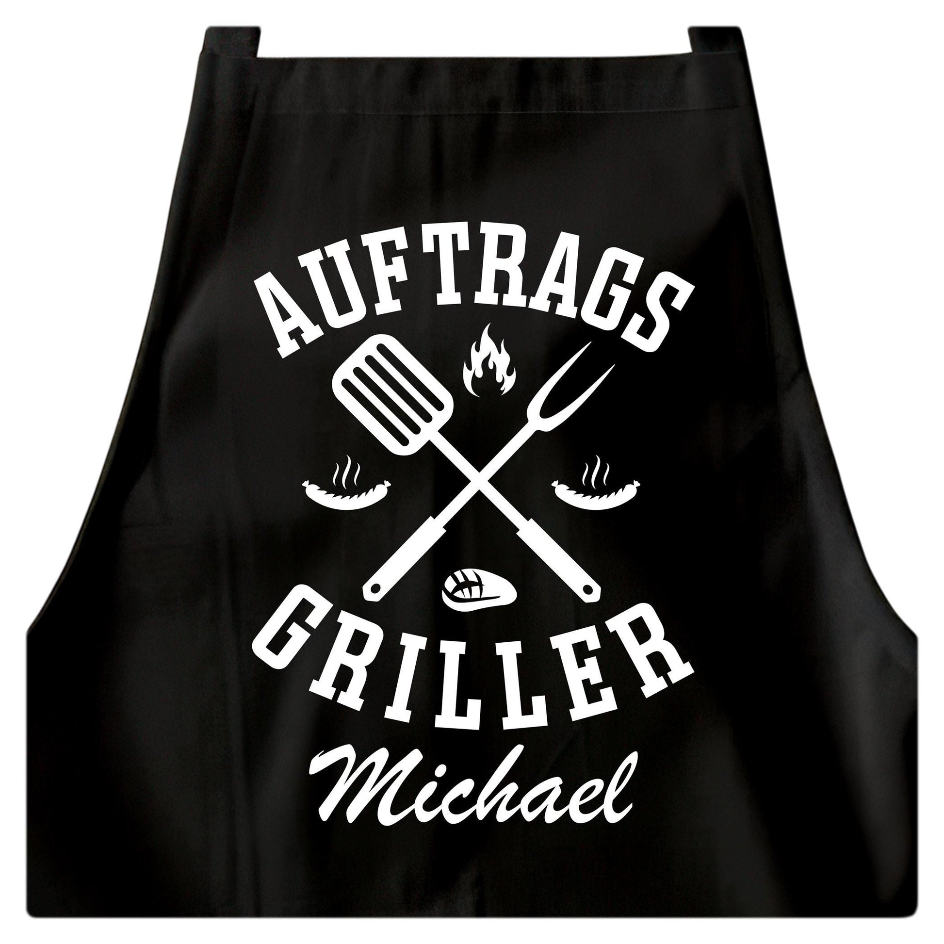 Grillschürze Mann personalisiert Auftragsgriller Kochschürze Herren lustiges Grillzubehör Geschenk Grillgeschenk Männer Schürze Schwarz