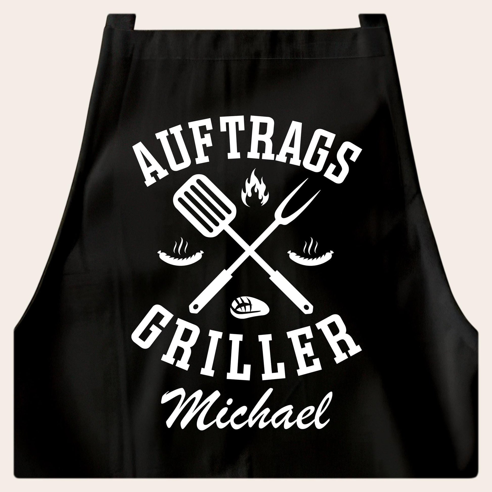 Grillschürze Mann personalisiert Auftragsgriller Kochschürze Herren lustiges Grillzubehör Geschenk Grillgeschenk Männer Schürze Schwarz