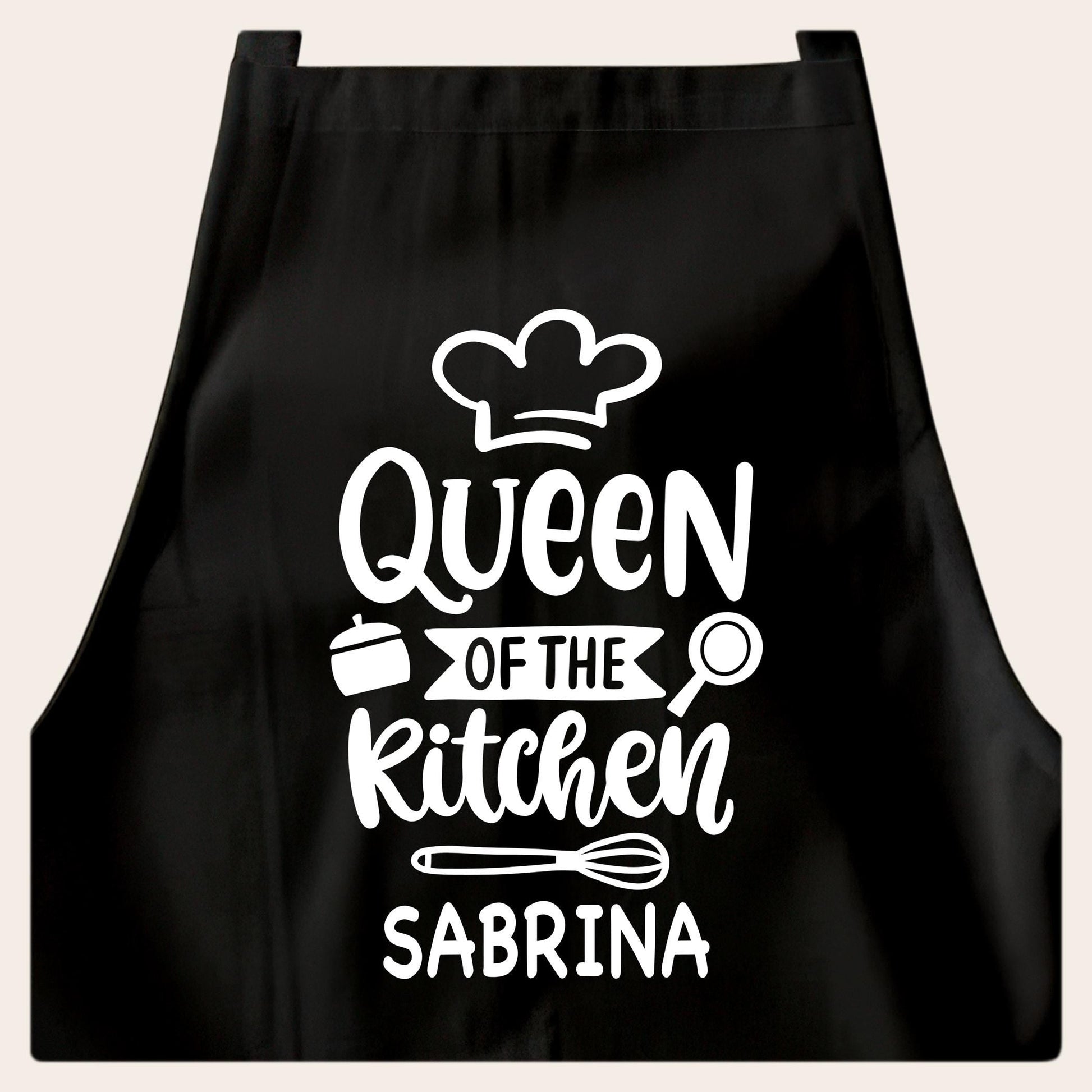 Kochschürze Damen personalisiert Schürze für Frauen lustiges Geschenk "Queen of the kitchen" Küchenschürze Backschürze Schwarz