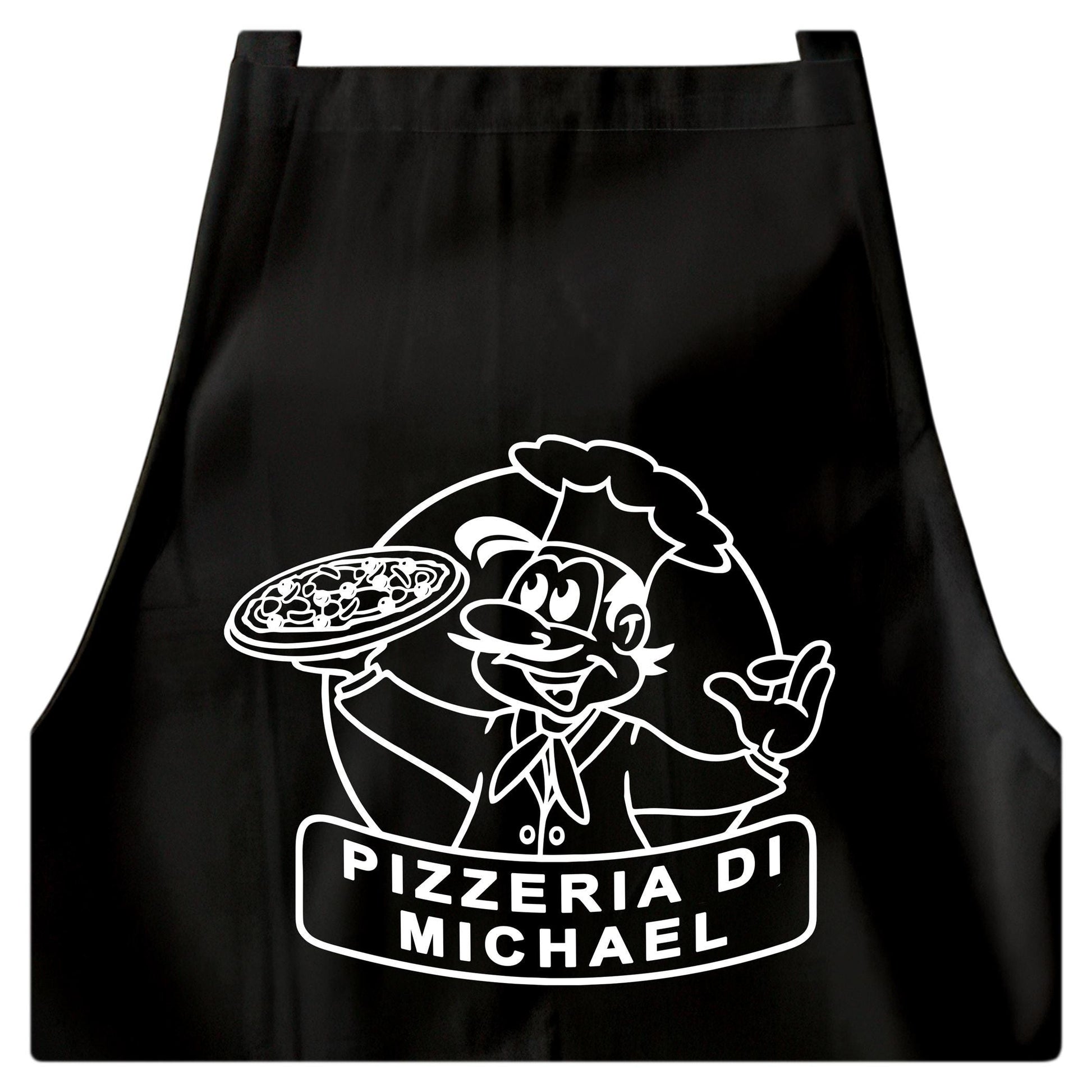 Pizza Schürze personalisierte Pizzabäcker Kochschürze Herren Frauen lustiges Geschenk Pizzeria Küchenschürze Schwarz
