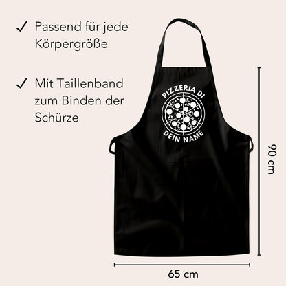 Pizza Schürze personalisierte Pizzabäcker Kochschürze Herren Frauen lustiges Geschenk Pizzeria Küchenschürze Schwarz