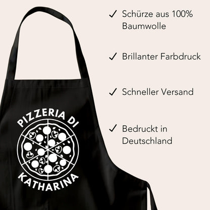 Pizza Schürze personalisierte Pizzabäcker Kochschürze Herren Frauen lustiges Geschenk Pizzeria Küchenschürze Schwarz