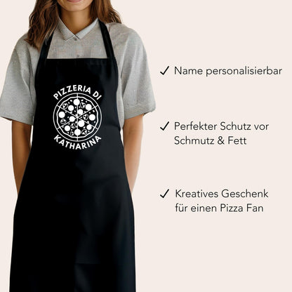 Pizza Schürze personalisierte Pizzabäcker Kochschürze Herren Frauen lustiges Geschenk Pizzeria Küchenschürze Schwarz