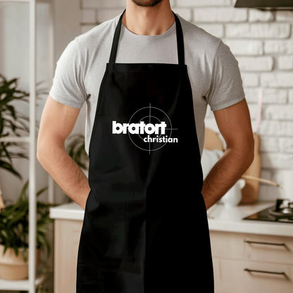 Bratort Kochschürze personalisierte Schürze Grillschürze für Männer Frauen lustiges Geschenk Grillzubehör Küchenschürze Schwarz