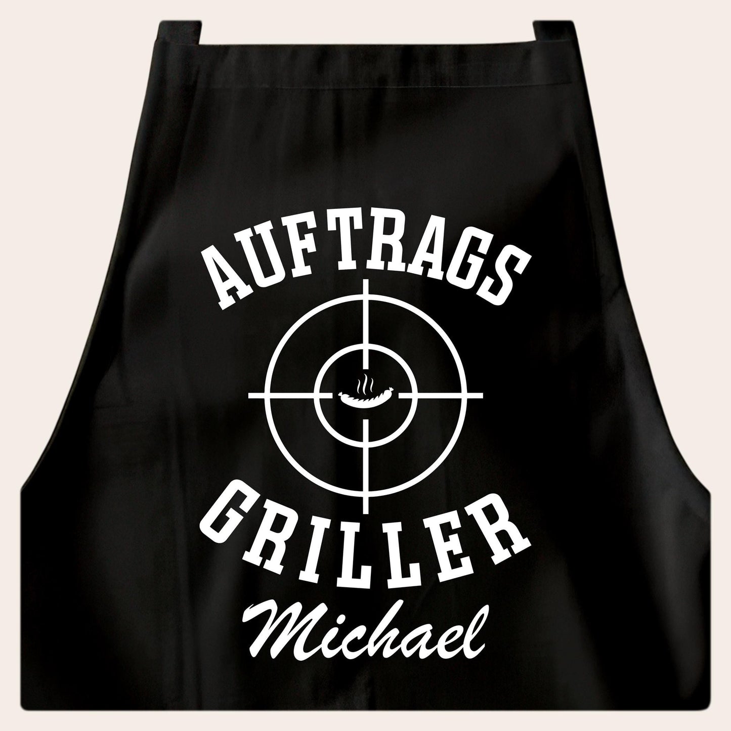 Auftragsgriller Grillschürze Mann personalisiert Kochschürze Herren lustiges Grillzubehör Geschenk Grillgeschenk Männer Schürze Schwarz
