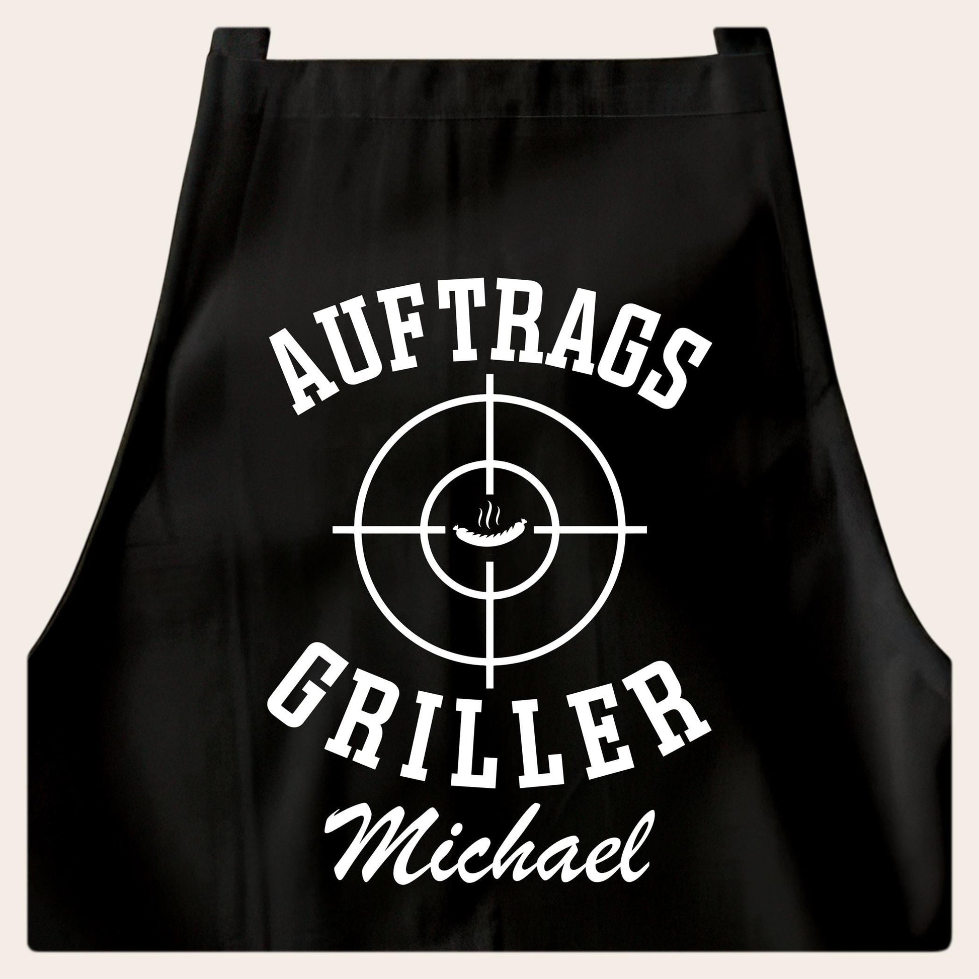 Auftragsgriller Grillschürze Mann personalisiert Kochschürze Herren lustiges Grillzubehör Geschenk Grillgeschenk Männer Schürze Schwarz