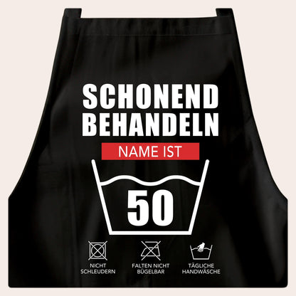 50. Geburtstag Geschenk Schürze personalisiert "Schonend behandeln" personalisiert lustiges Geburtstagsgeschenk Küchenschürze Grillschürze
