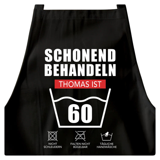 60. Geburtstag Geschenk Schürze personalisiert "Schonend behandeln" personalisiert lustiges Geburtstagsgeschenk Küchenschürze Grillschürze