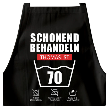 70. Geburtstag Geschenk Schürze personalisiert "Schonend behandeln" personalisiert lustiges Geburtstagsgeschenk Küchenschürze Grillschürze