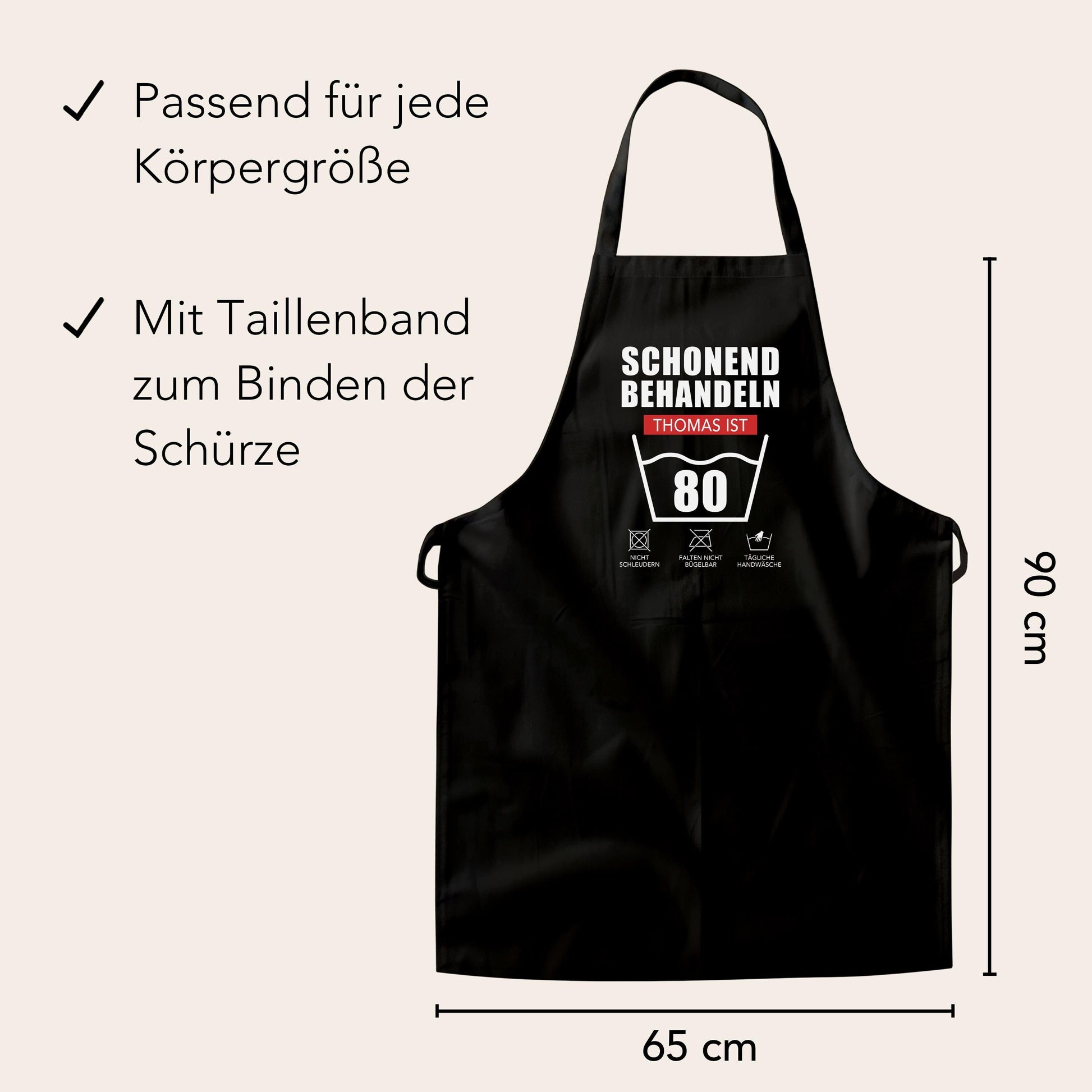 80. Geburtstag Geschenk Schürze personalisiert "Schonend behandeln" personalisiert lustiges Geburtstagsgeschenk Küchenschürze Grillschürze